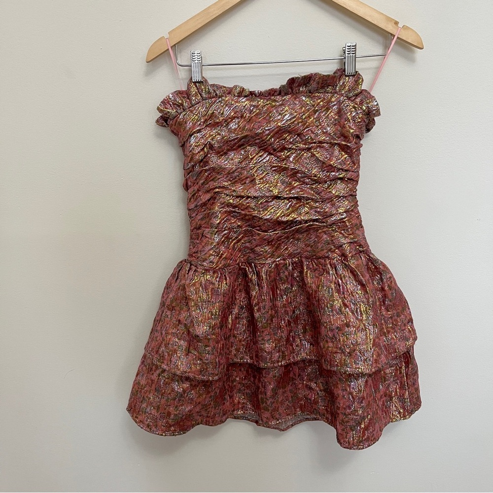 LoveShackFancy Acelin Metallic Mini Dress Size 4 - Picture 5 of 10